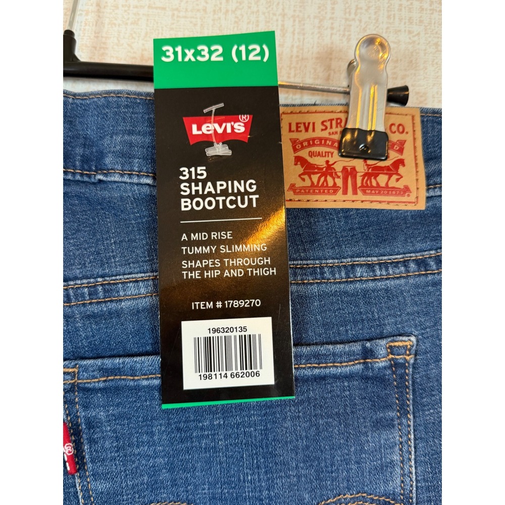 Levis 315 Shaping Bootcut Jeans Womens 31x32 Mid Rise Stellar Stretch Blue Boho